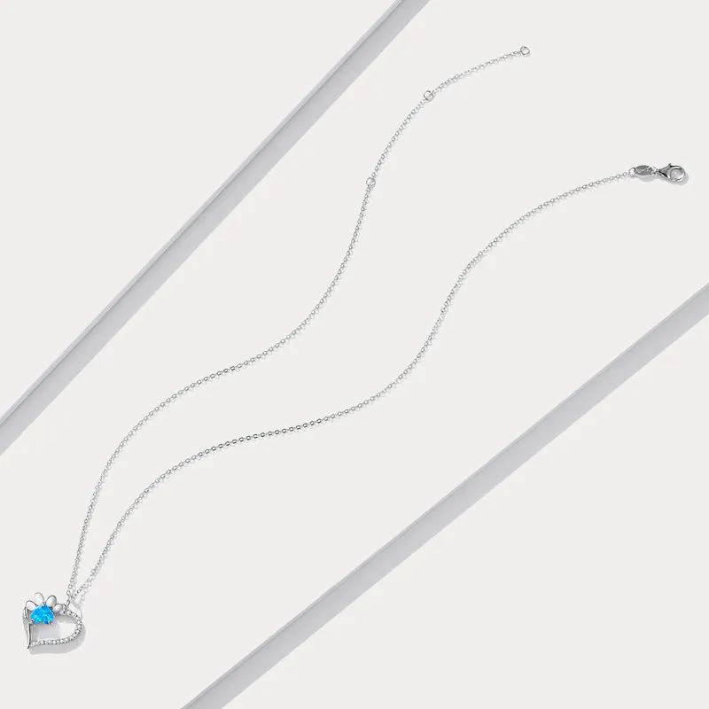 Silver Opal Cat Paw Heart Necklace sold by Selenichast product image thumbnail 4