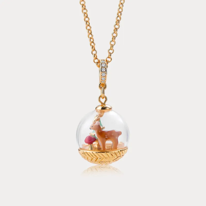 Christmas Reindeer Globe Necklace sold by Selenichast