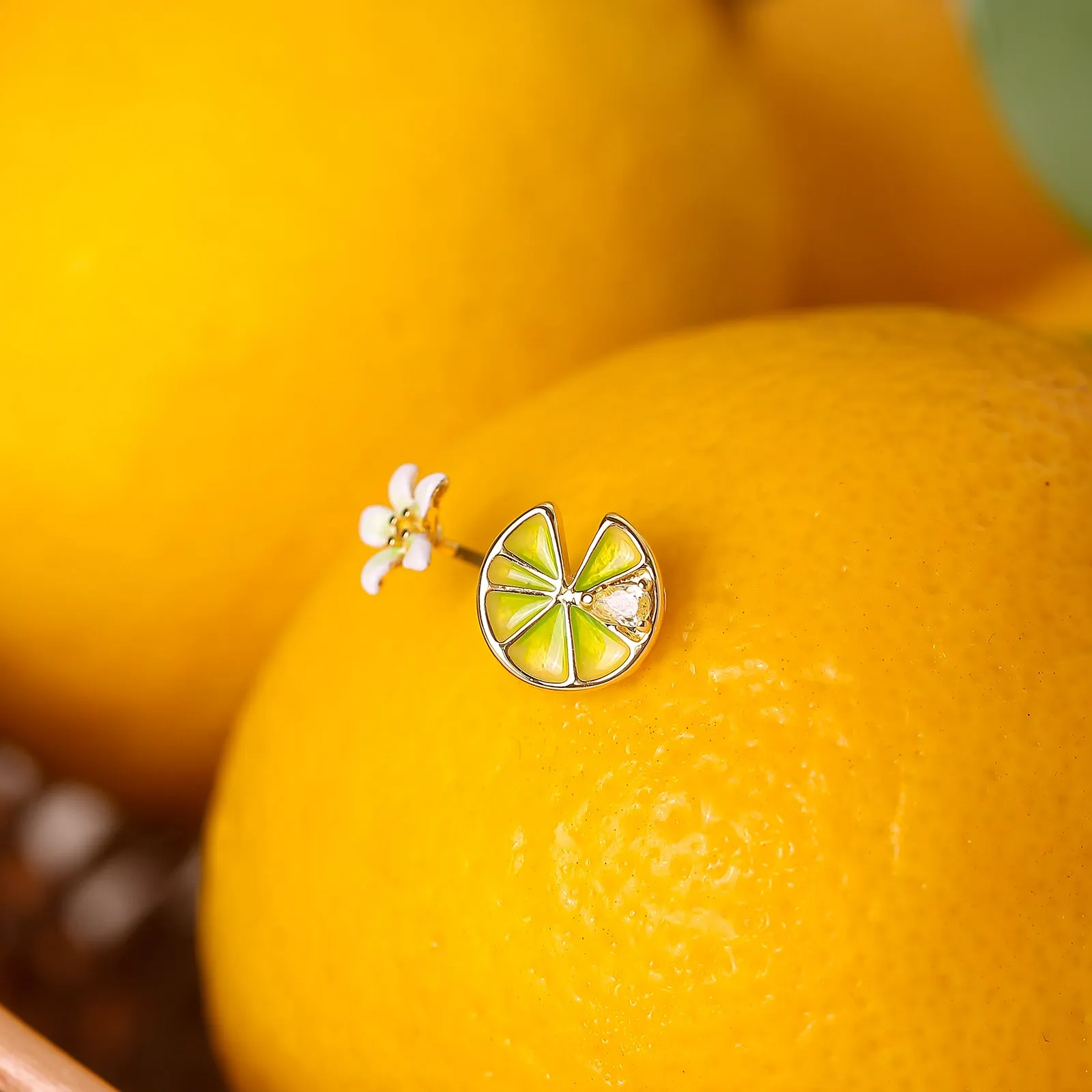 Lemon and Flower Stud Earrings sold by Selenichast product image thumbnail 2