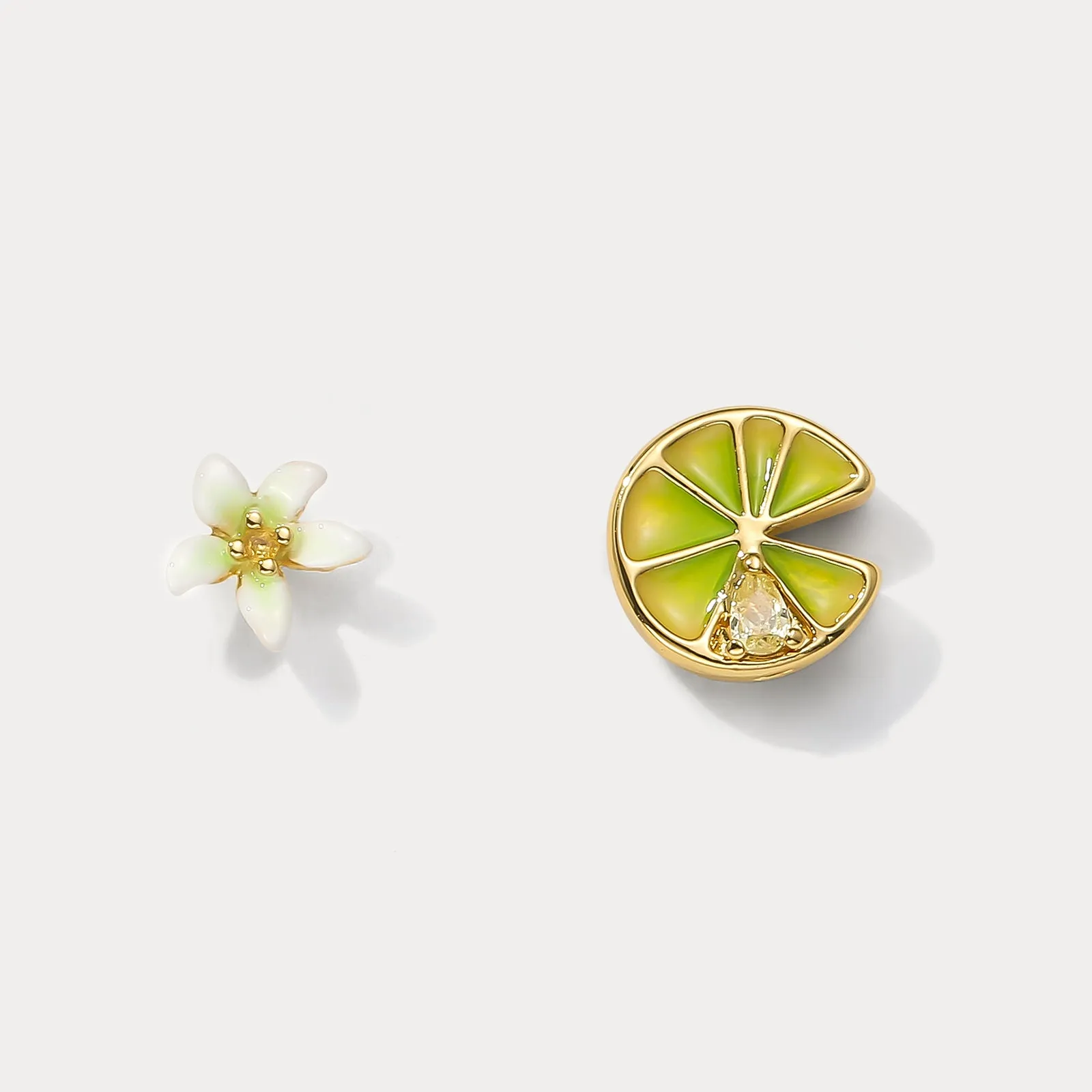Lemon and Flower Stud Earrings sold by Selenichast