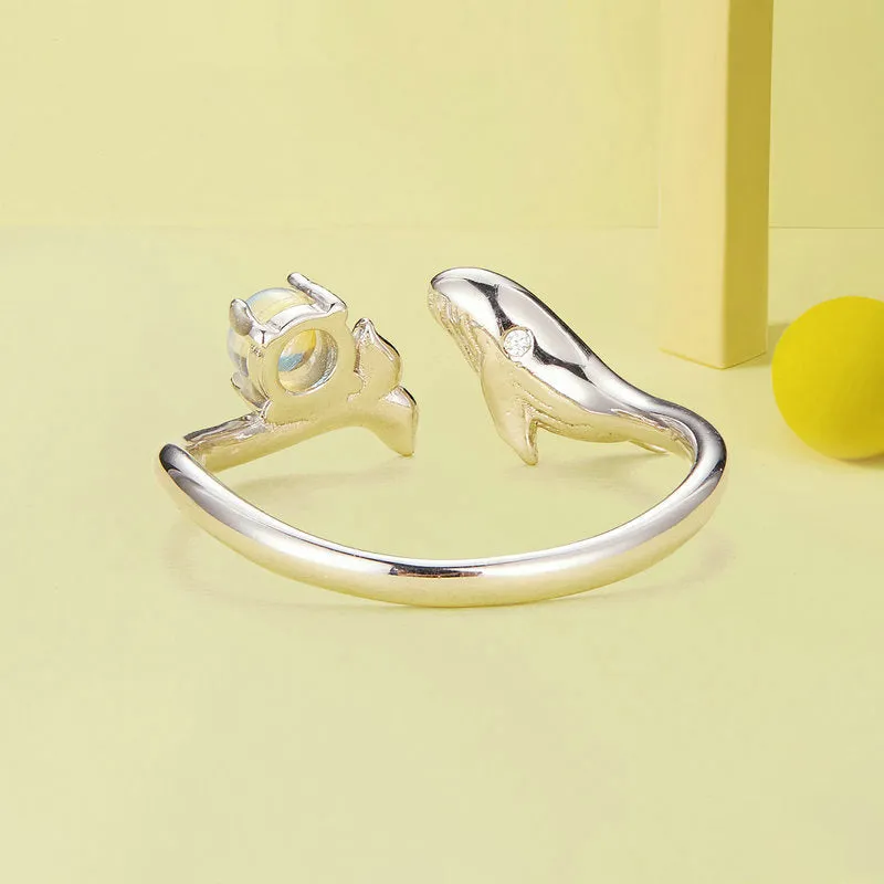 Silver Whale Moonstone Ring sold by Selenichast product image thumbnail 3