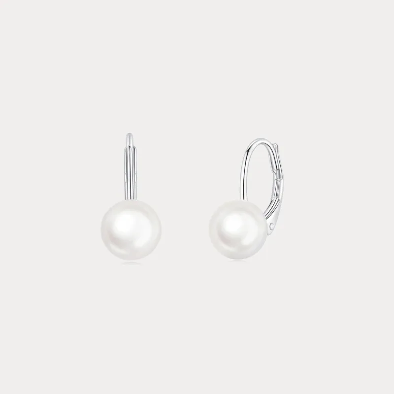 Silver Pearl Hoop Earrings sold by Selenichast
