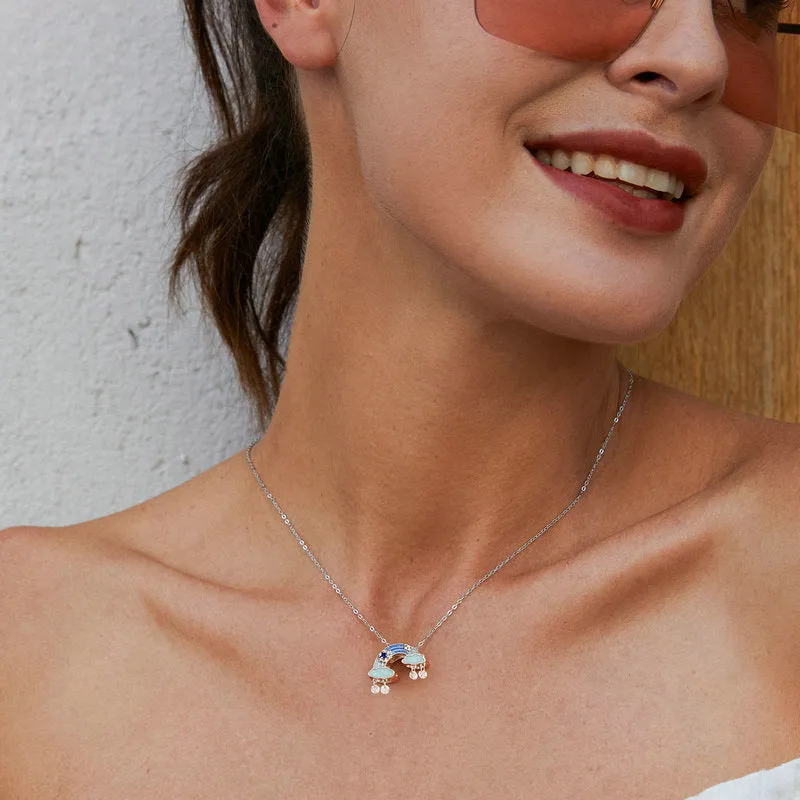 Silver Snowflake Rainbow Necklace sold by Selenichast product image thumbnail 3