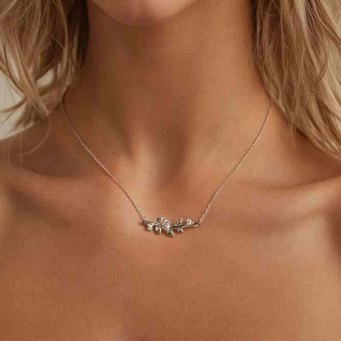 Silver Leaf Necklace sold by Selenichast product image thumbnail 2