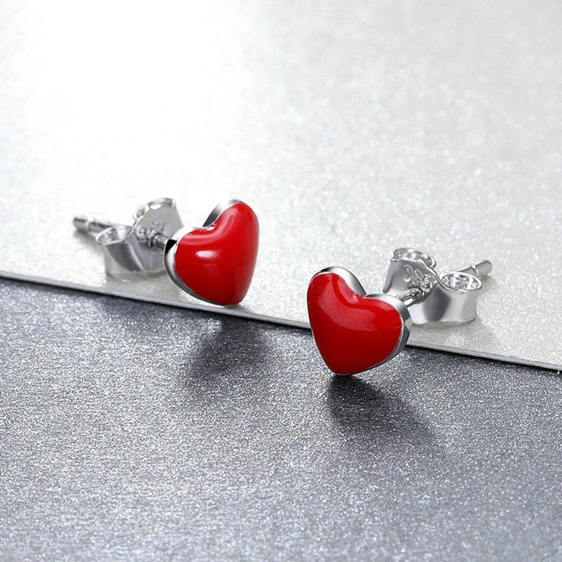 Red Heart Stud Earrings sold by Selenichast product image thumbnail 4