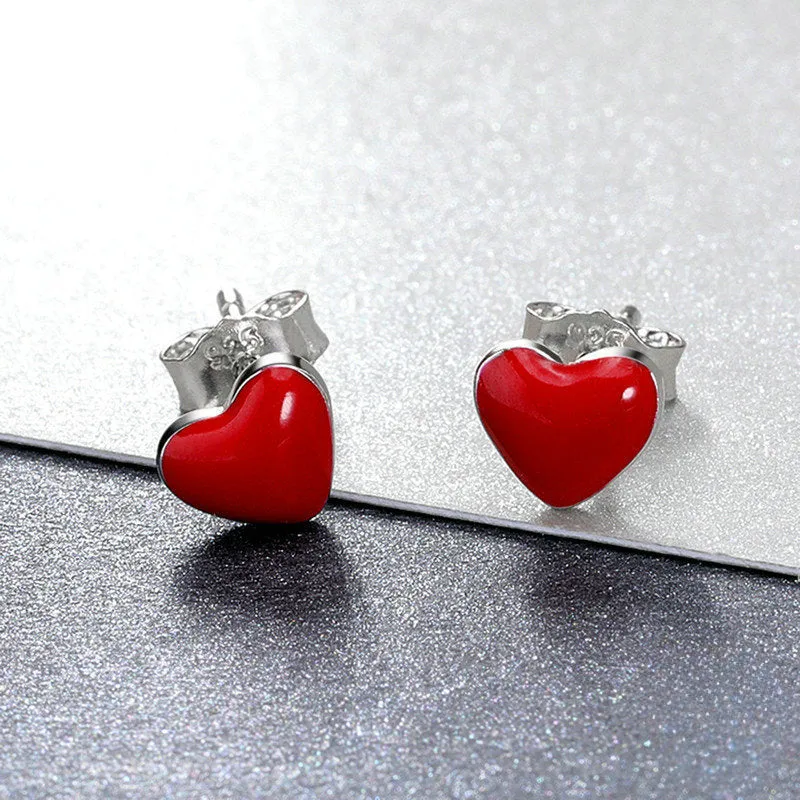 Red Heart Stud Earrings sold by Selenichast product image thumbnail 2