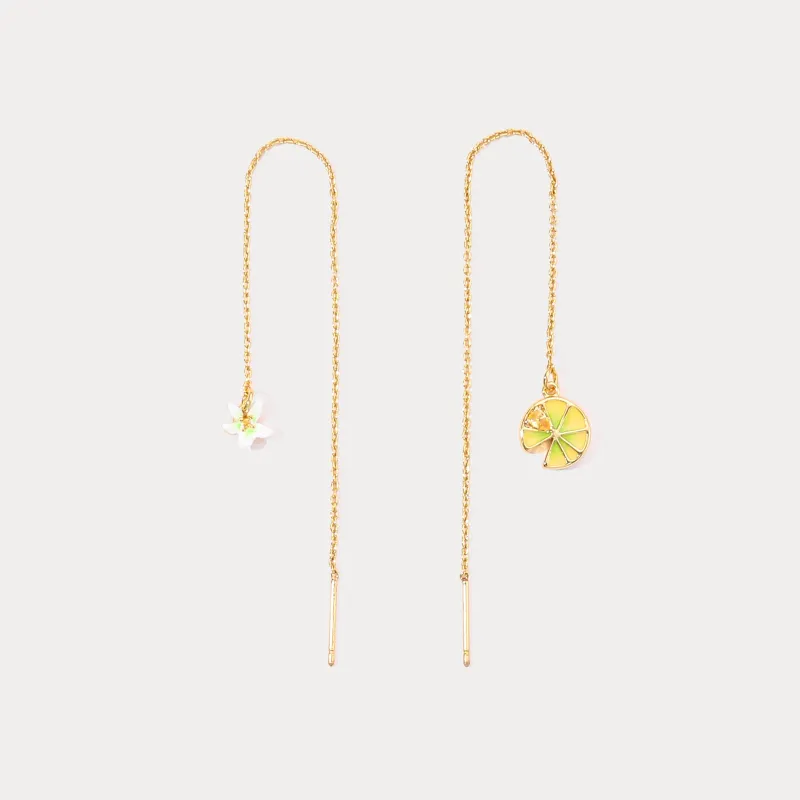 Lemon Flower Threader Earrings sold by Selenichast
