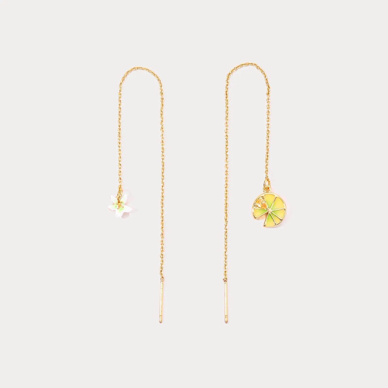 Lemon Flower Threader Earrings sold by Selenichast