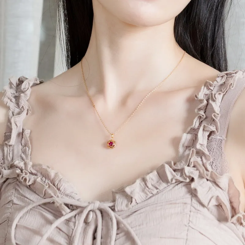 Round Ruby Pendant Necklace sold by Selenichast product image thumbnail 2