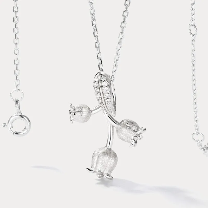 Silver Lily of the Valley Pendant Necklace sold by Selenichast product image thumbnail 3