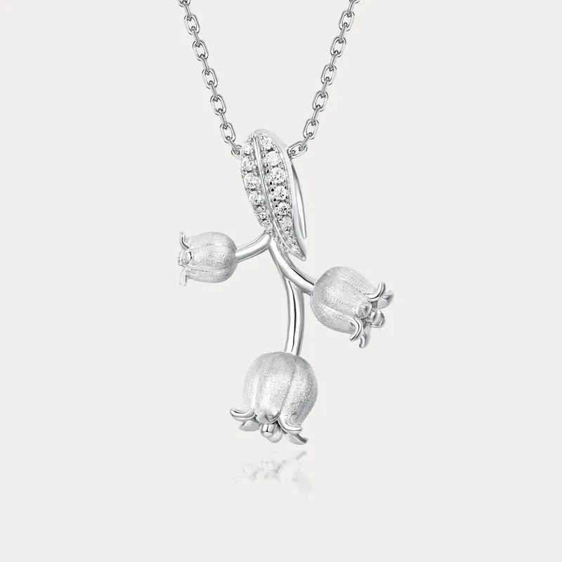 Silver Lily of the Valley Pendant Necklace sold by Selenichast