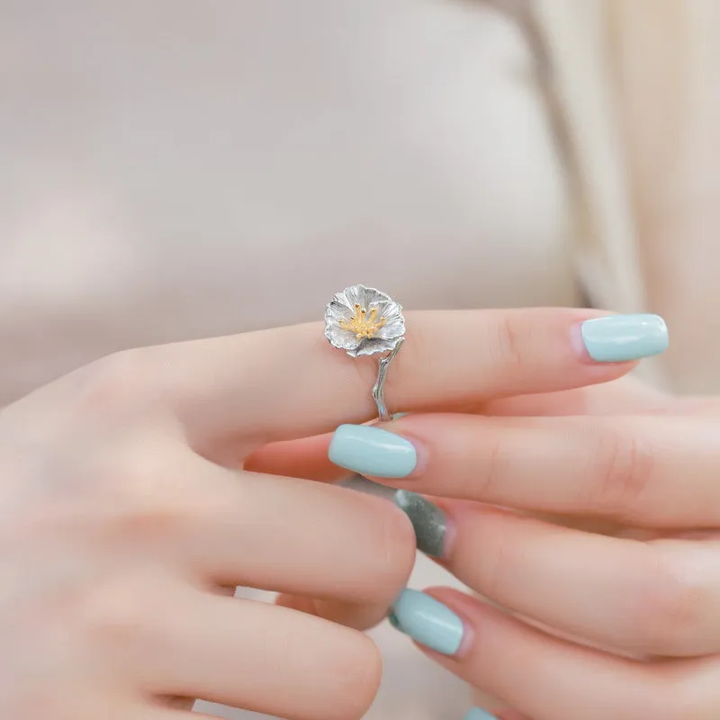 Silver Hibiscus Flower Ring sold by Selenichast product image thumbnail 2