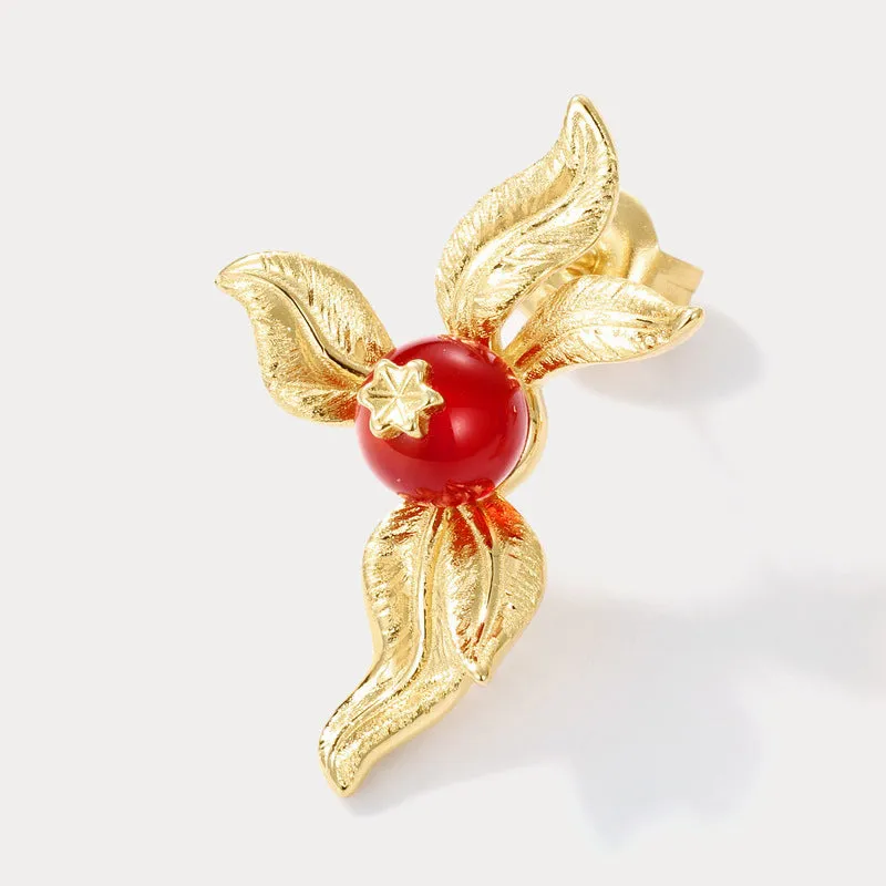 Golden Flower Agate Earrings sold by Selenichast product image thumbnail 4