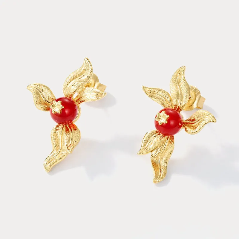 Golden Flower Agate Earrings sold by Selenichast product image thumbnail 3