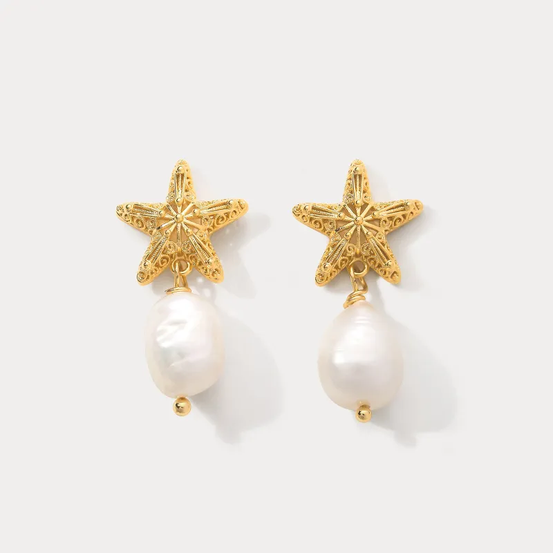 Starfish Pearl Earrings sold by Selenichast