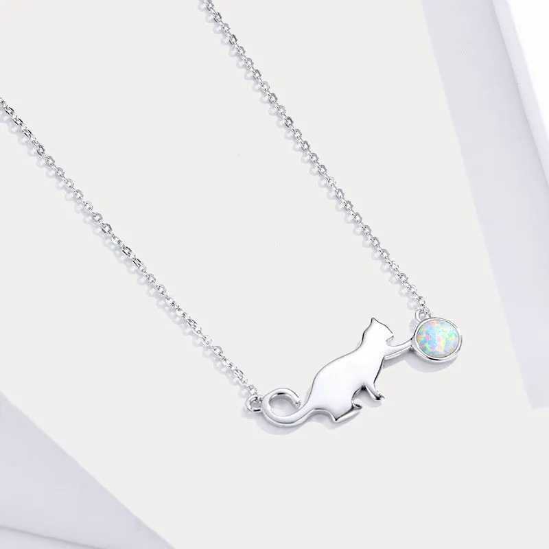 Silver Cat Opal Necklace sold by Selenichast