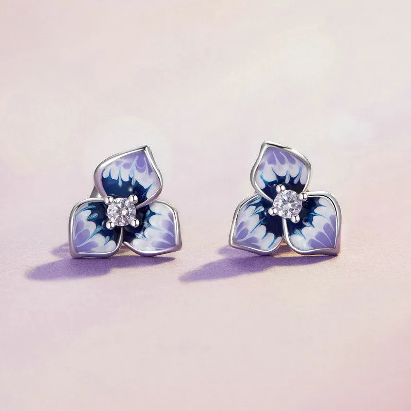 Silver Pansy Stud Earrings sold by Selenichast product image thumbnail 5