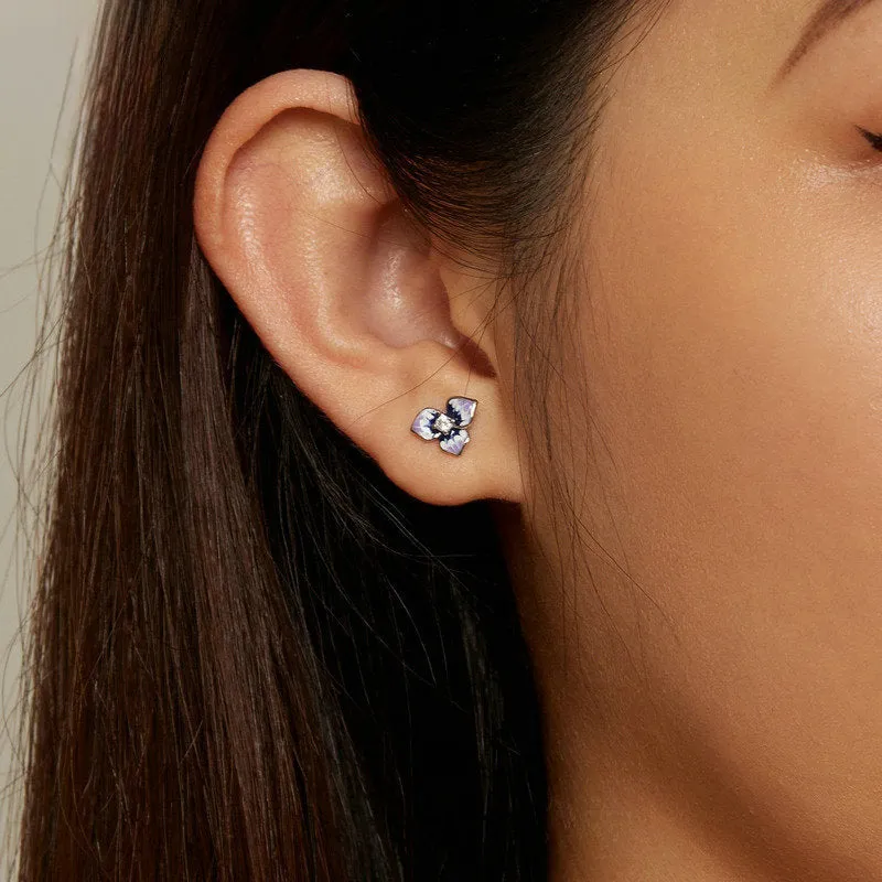 Silver Pansy Stud Earrings sold by Selenichast product image thumbnail 2