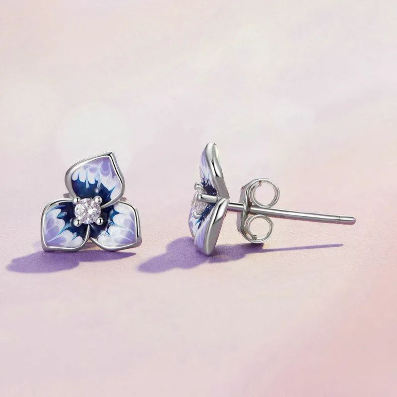 Silver Pansy Stud Earrings sold by Selenichast product image thumbnail 3