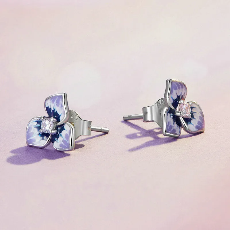 Silver Pansy Stud Earrings sold by Selenichast product image thumbnail 4