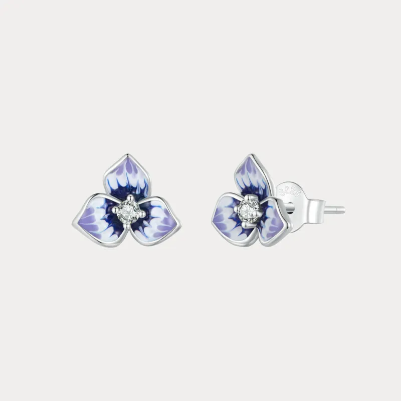 Silver Pansy Stud Earrings sold by Selenichast