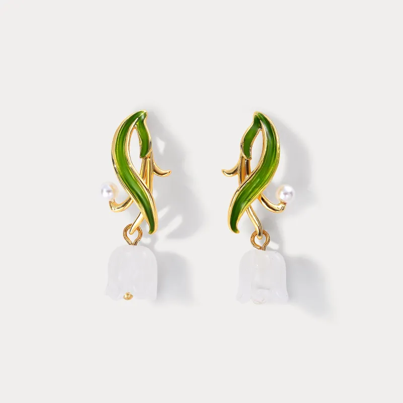 Lily of The Valley Drop Earrings sold by Selenichast