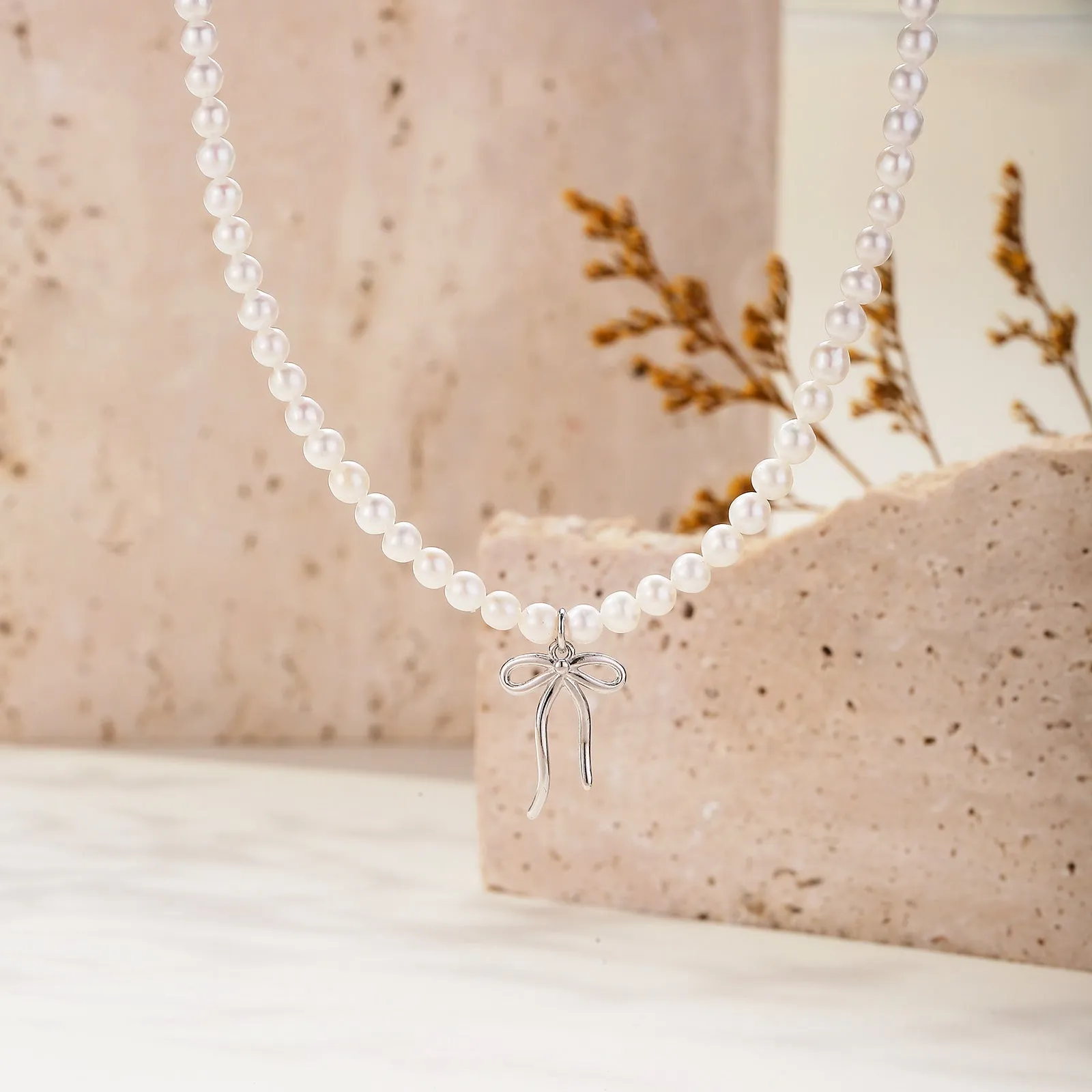 Pearl Bow Necklace sold by Selenichast product image thumbnail 2