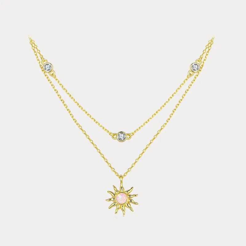 Opal Sun & Moon Layering Necklace sold by Selenichast