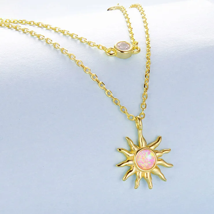Opal Sun & Moon Layering Necklace sold by Selenichast product image thumbnail 4