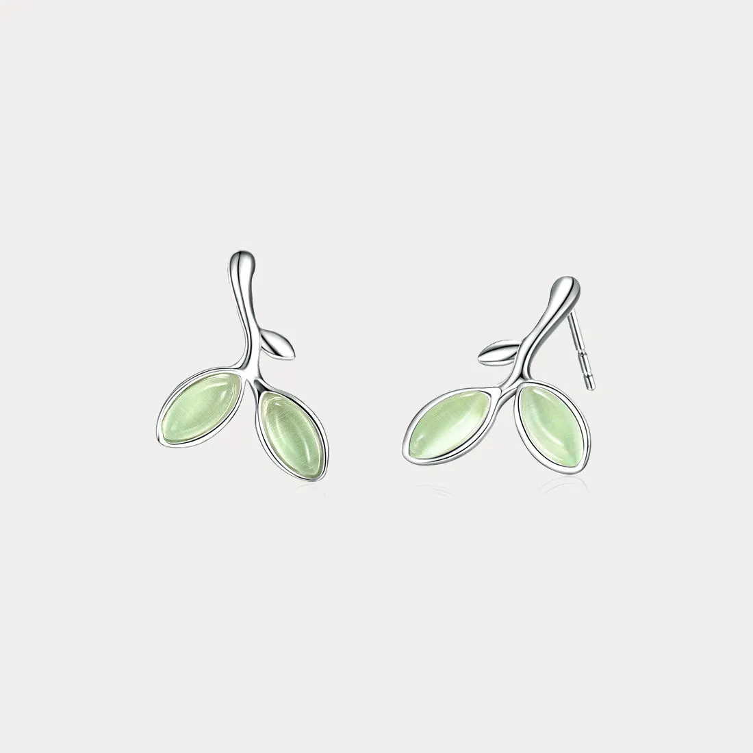 Silver Leaf Stud Earrings sold by Selenichast