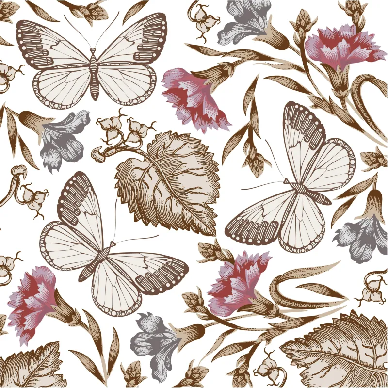 Vintage Butterfly Garden Square Scarf sold by Selenichast