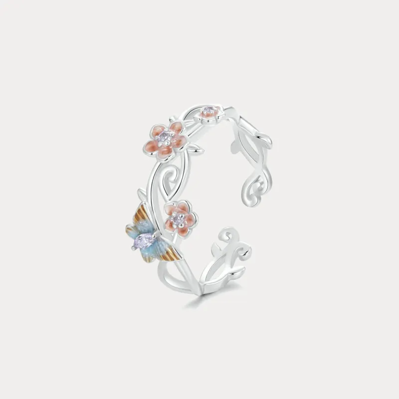 Silver Sakura Butterfly Ring sold by Selenichast