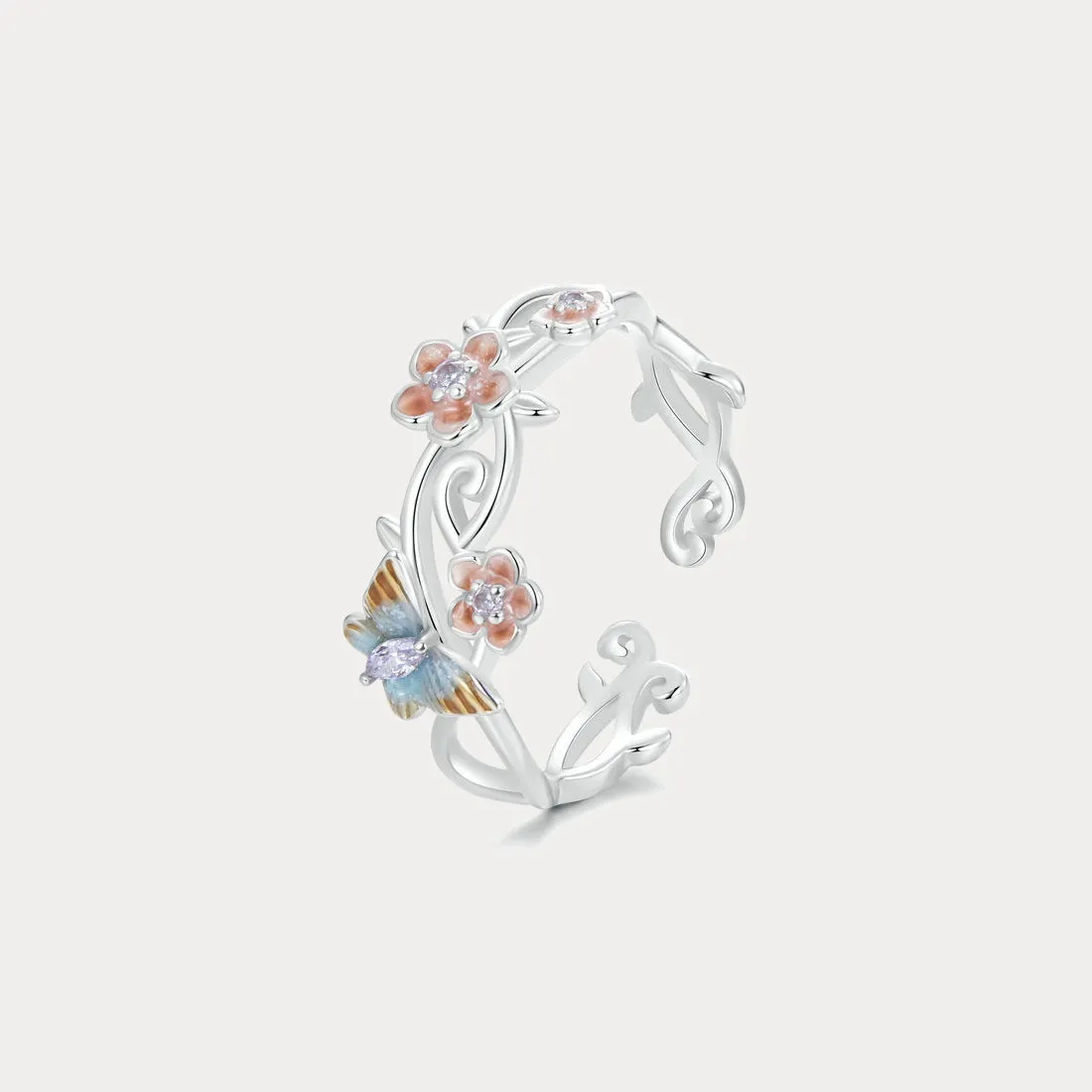 Silver Sakura Butterfly Ring sold by Selenichast