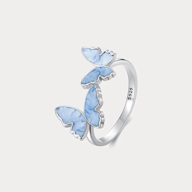 Silver Blue Butterfly Ring sold by Selenichast