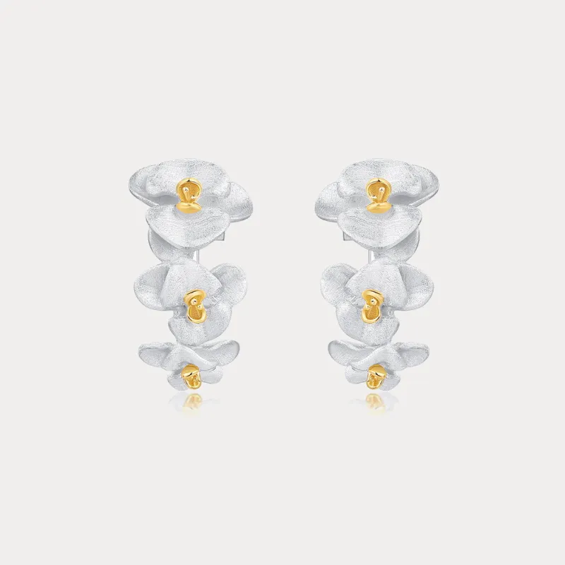 Silver Orchid Drop Earrings sold by Selenichast