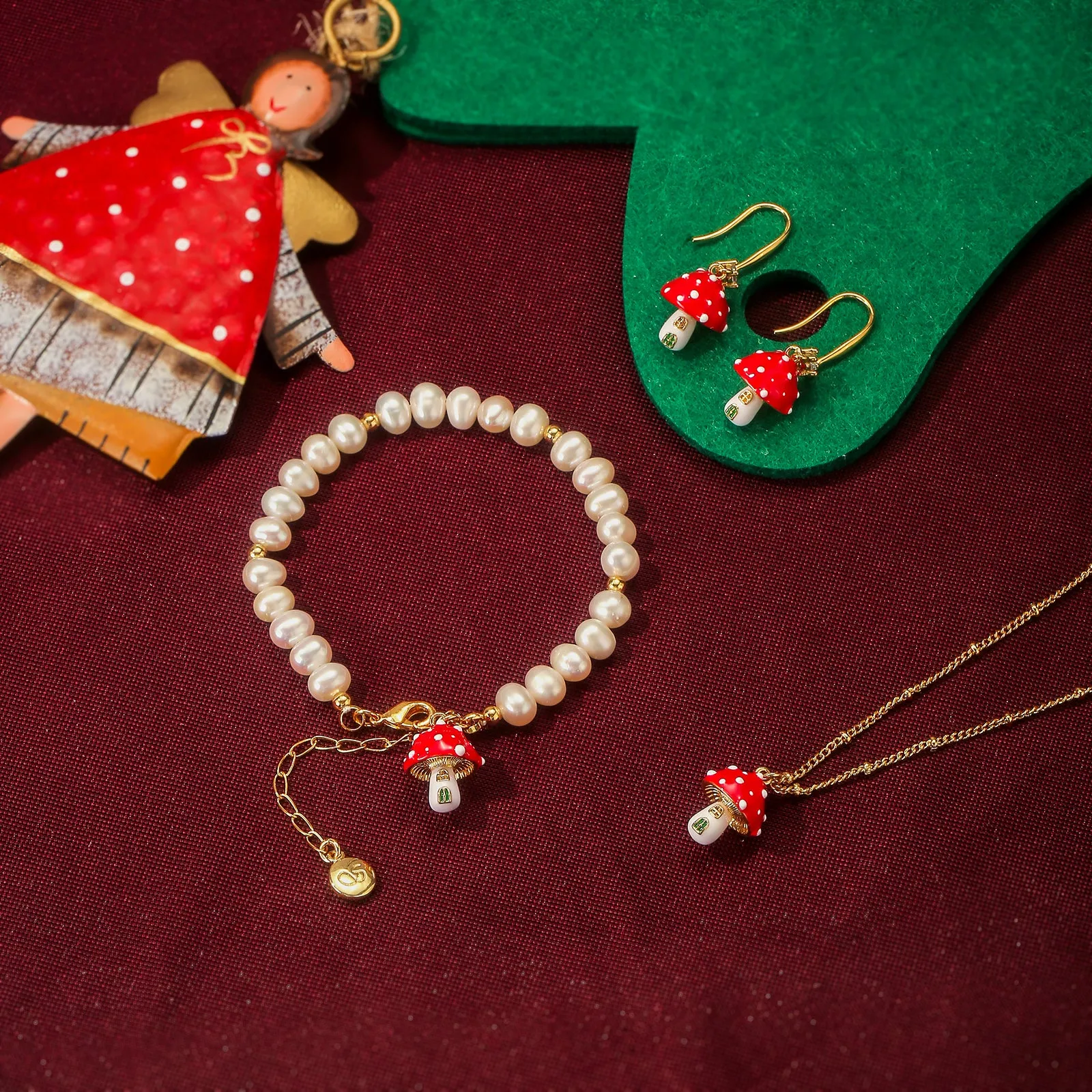 Mushroom Jewelry Set with Gift Wrapping sold by Selenichast product image thumbnail 2