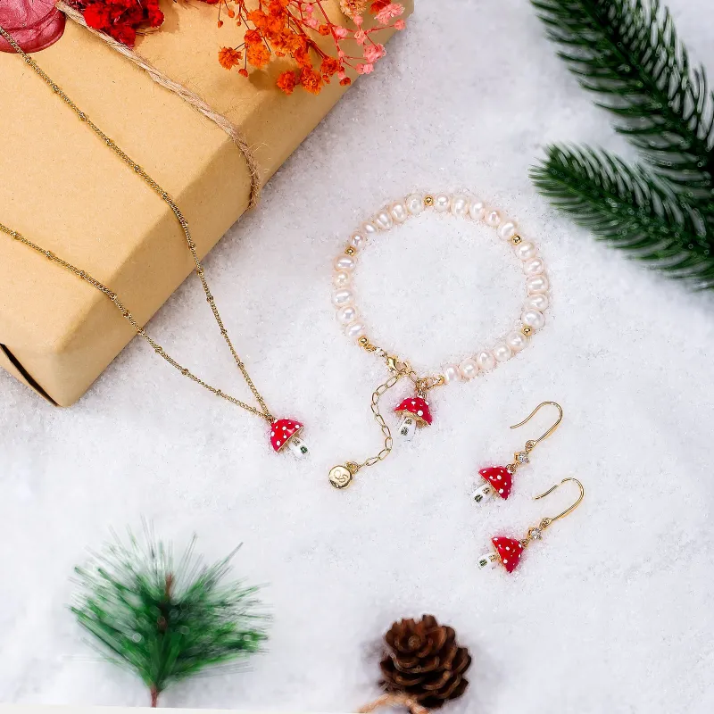 Mushroom Jewelry Set with Gift Wrapping sold by Selenichast