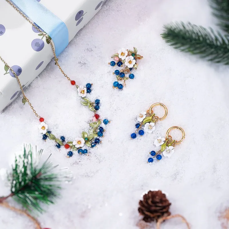 Blueberry Flower Jewelry Set with Gift Wrapping sold by Selenichast