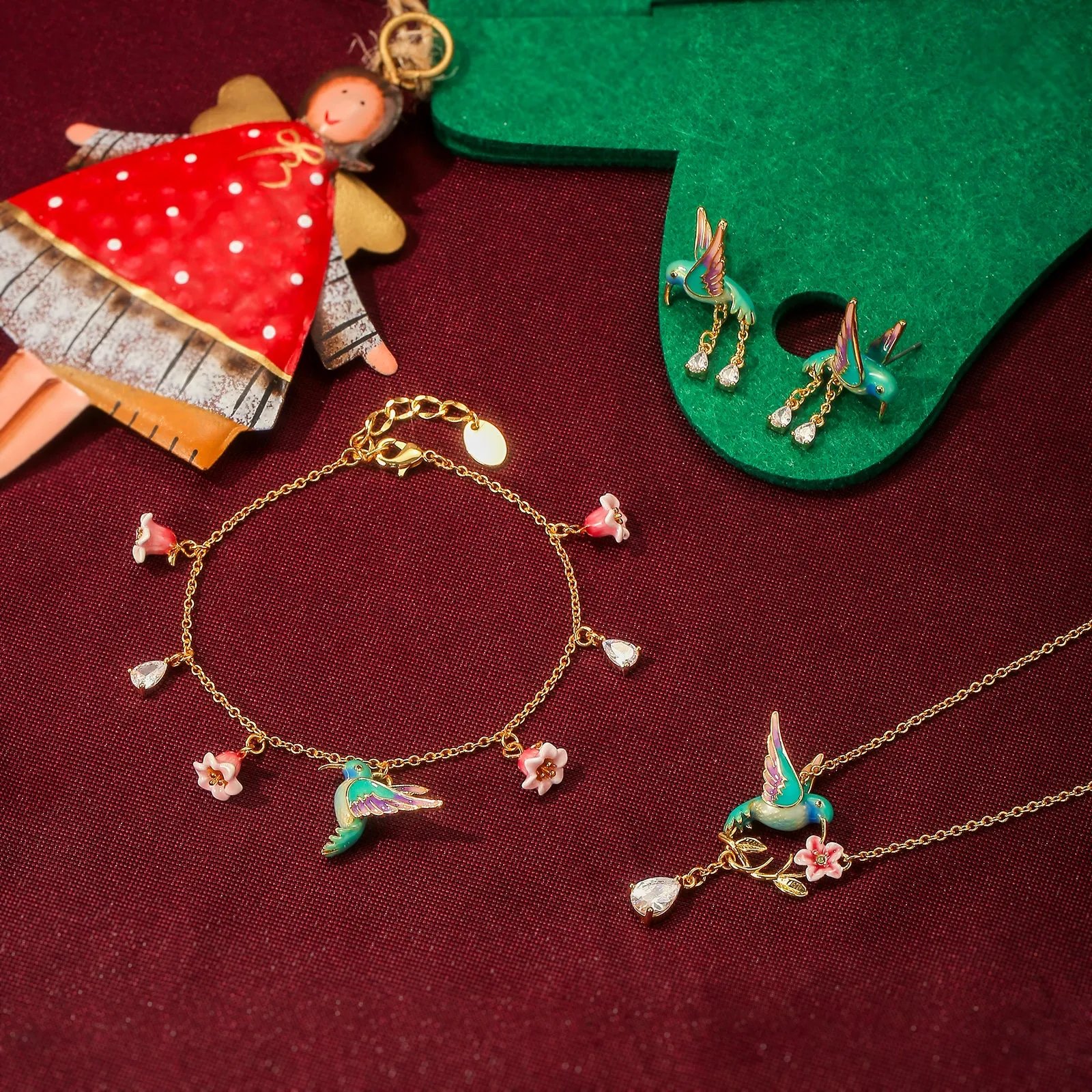 Hummingbird Flower Jewelry Set with Gift Wrapping sold by Selenichast product image thumbnail 3