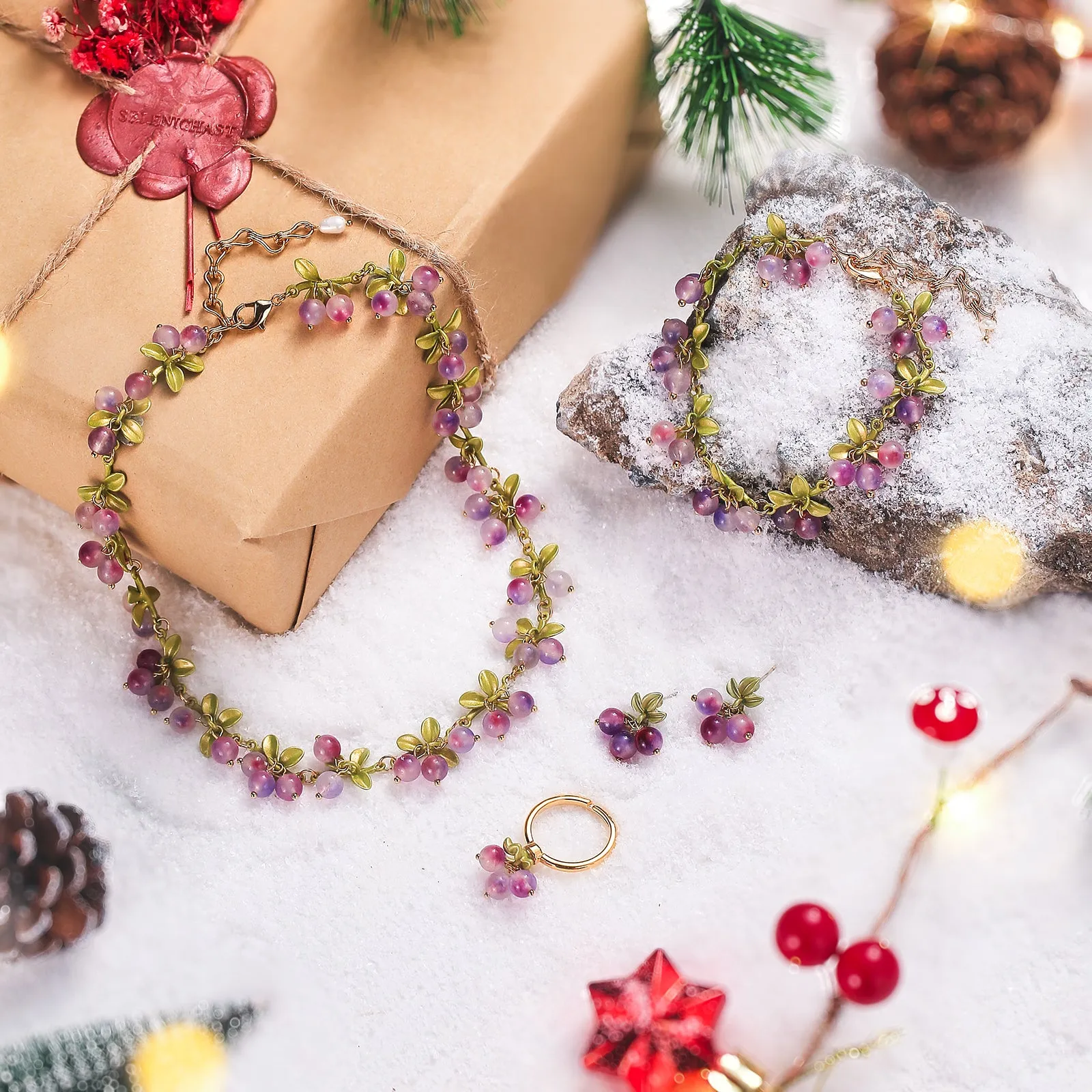 Purple Berry Jewelry Set with Gift Wrapping sold by Selenichast