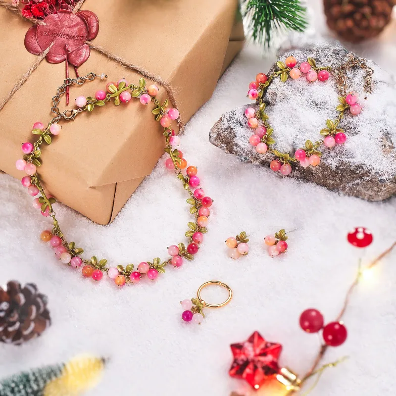 Pink Berry Jewelry Set with Gift Wrapping sold by Selenichast