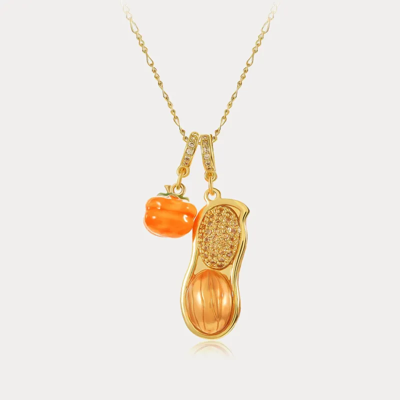 Lucky Peanuts & Persimmon Necklace sold by Selenichast