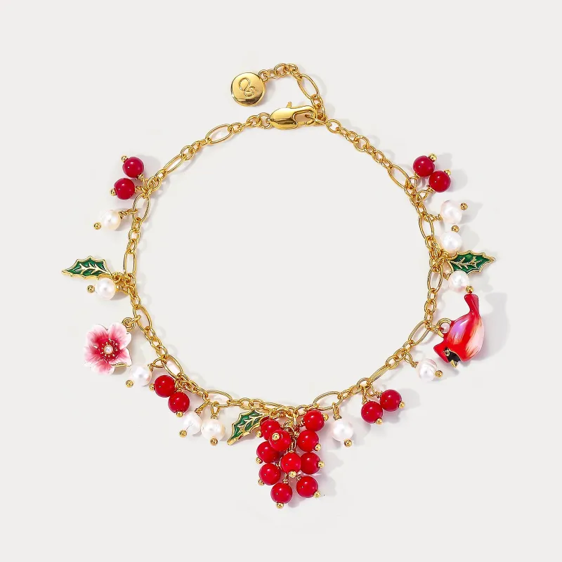 Cranberry & Cardinals Charm Bracelet sold by Selenichast