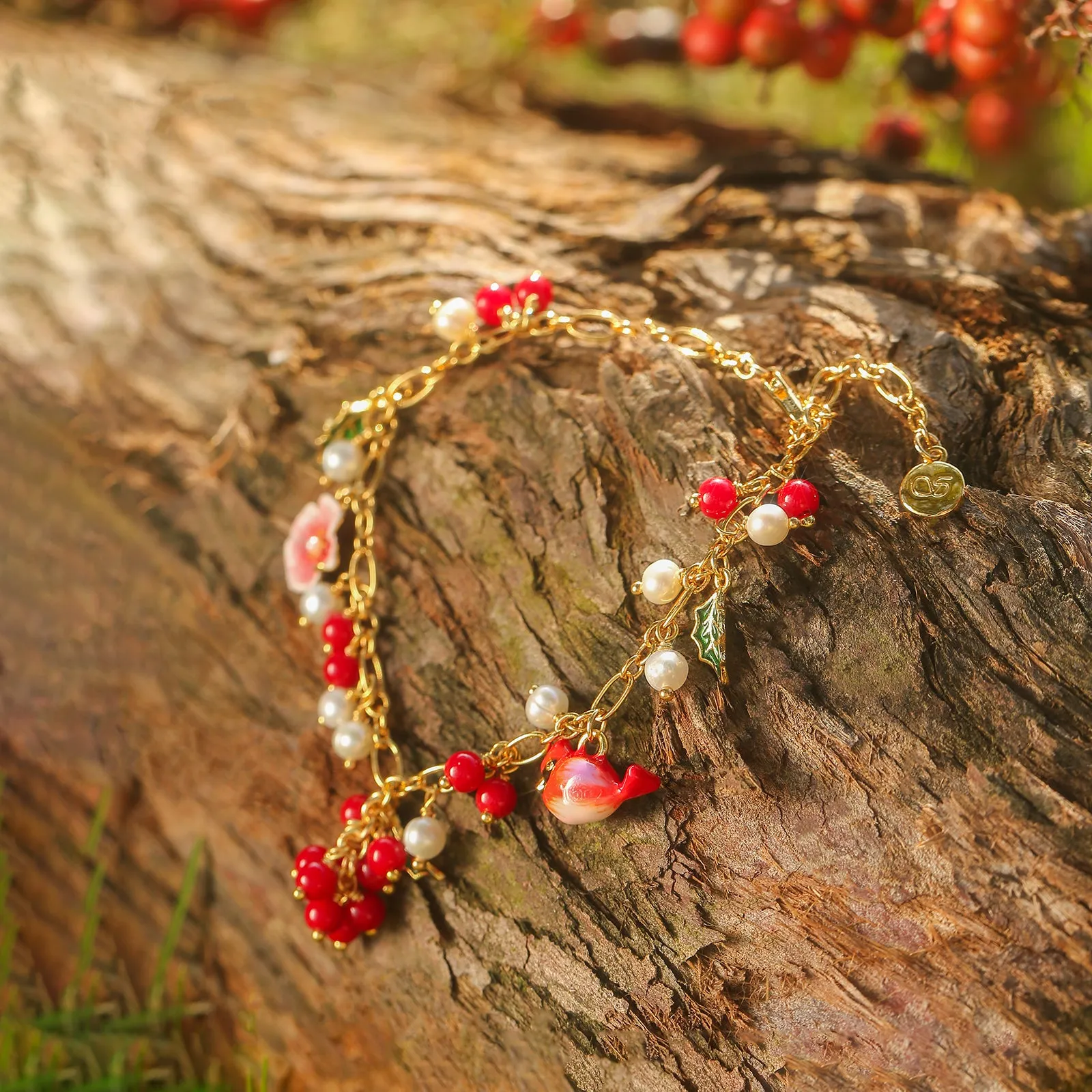 Cranberry & Cardinals Charm Bracelet sold by Selenichast product image thumbnail 3