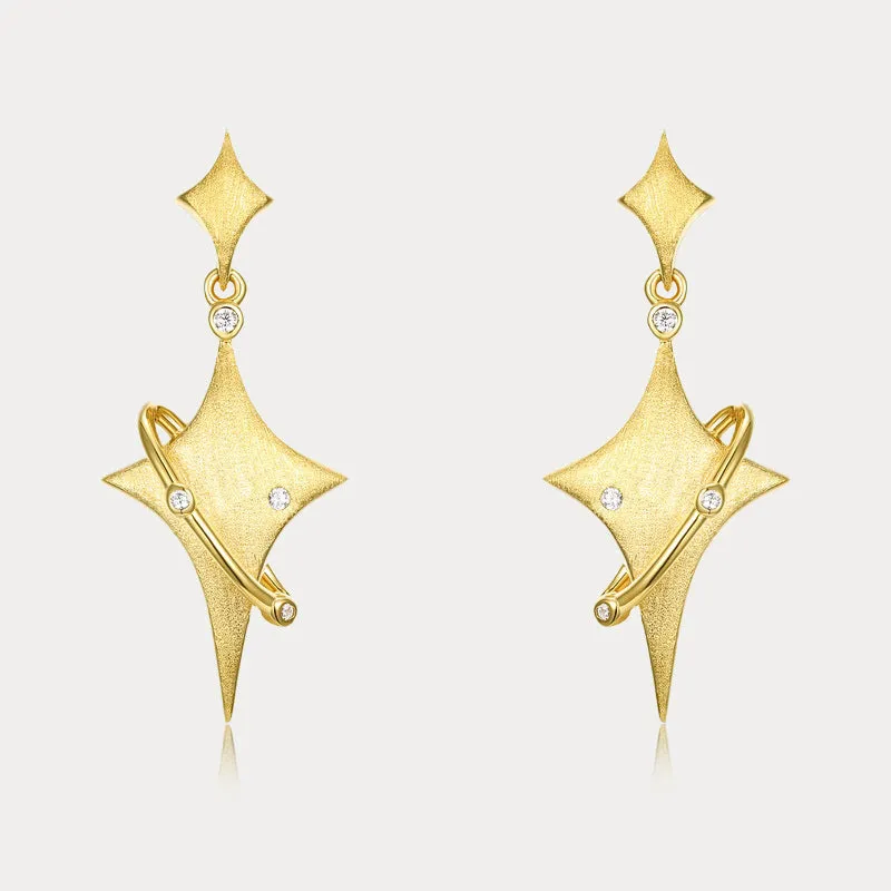 Silver Four-Point Star Earrings sold by Selenichast