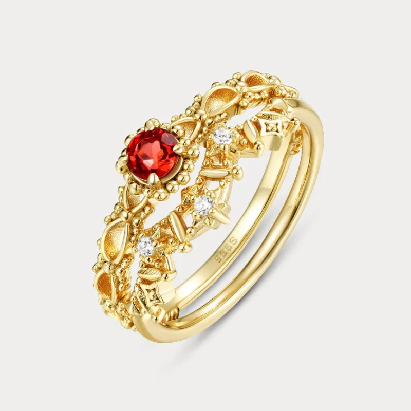 Vintage Garnet Stacking Ring Set sold by Selenichast