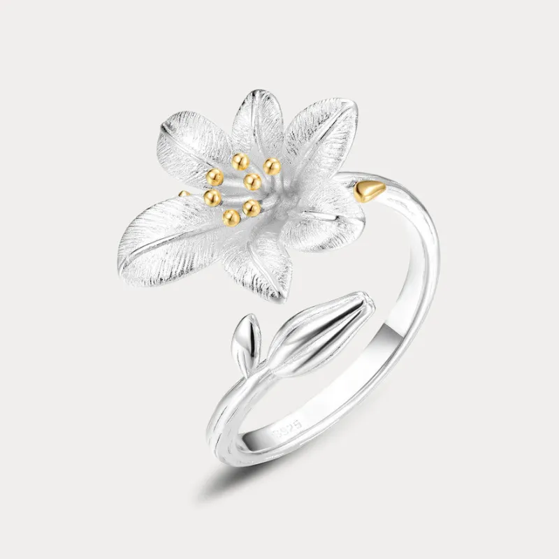 Silver Lily Ring sold by Selenichast