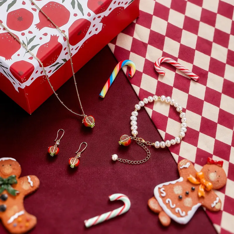Pomegranate Jewelry Set with Gift Wrapping sold by Selenichast
