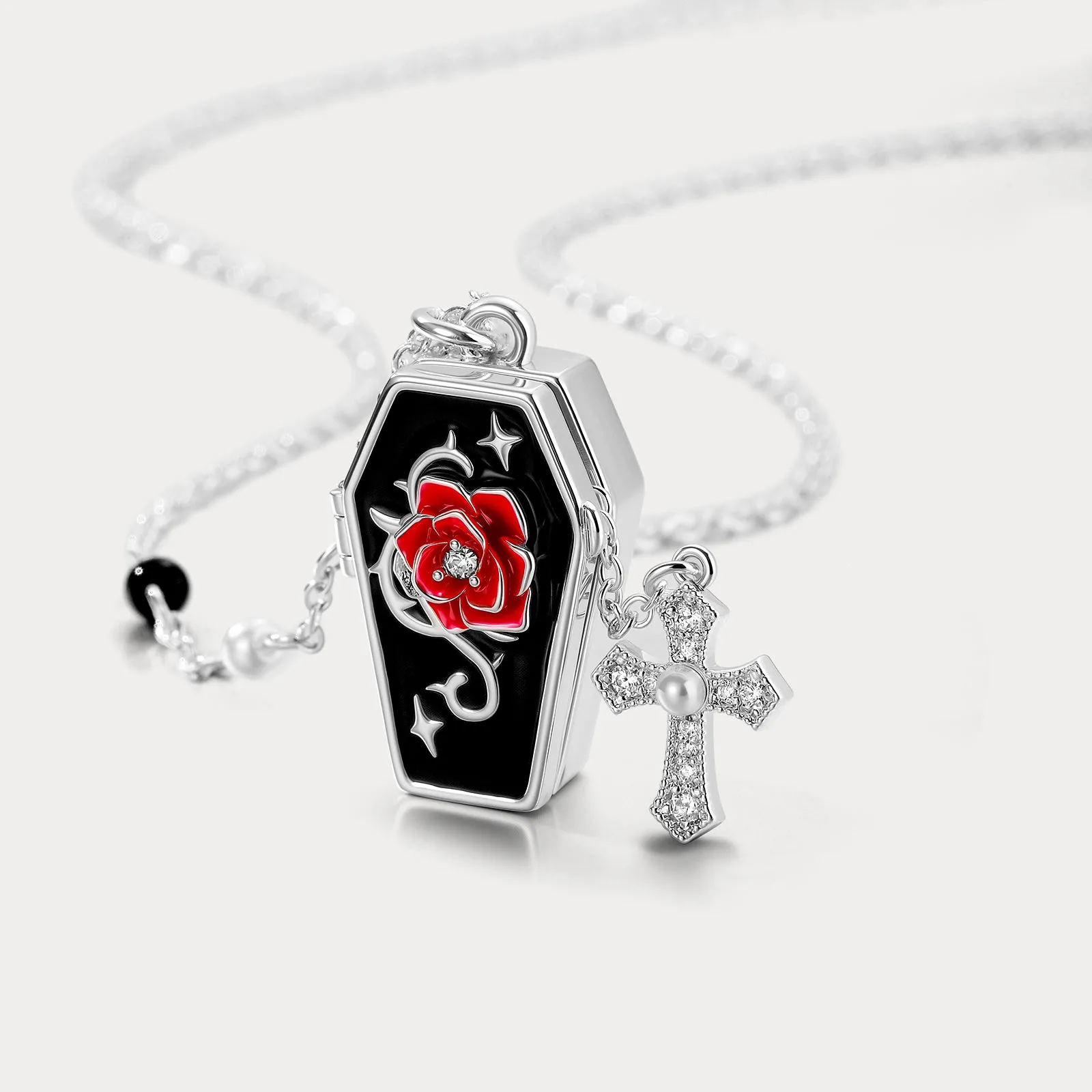 Gothic Rose Cross Locket Necklace sold by Selenichast