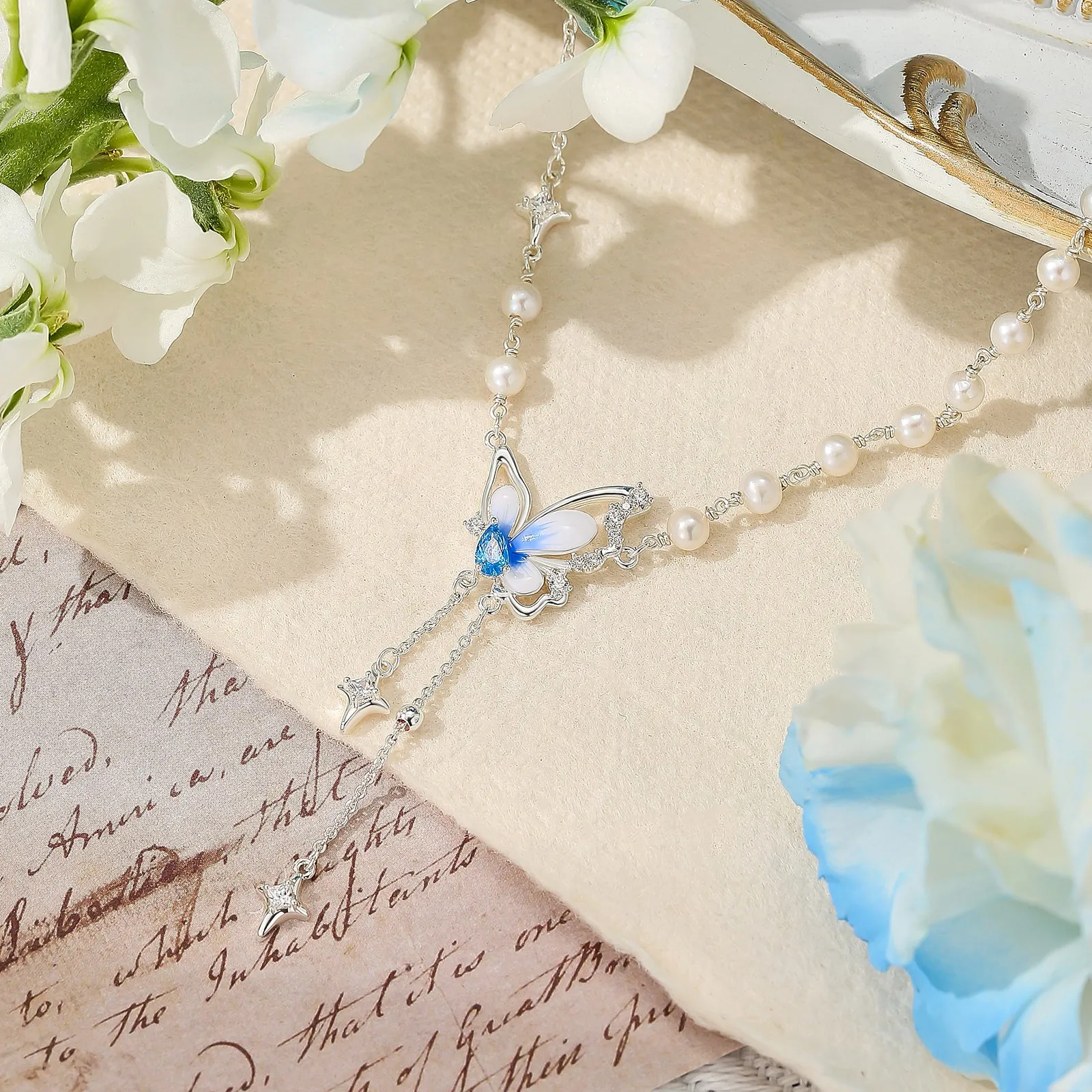 Butterfly Pearl Y Necklace sold by Selenichast product image thumbnail 2